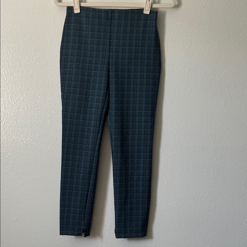 Theory Women Navy Checkered Dress Pants